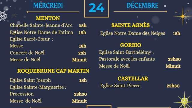 Veillées et messes de Noël 2025