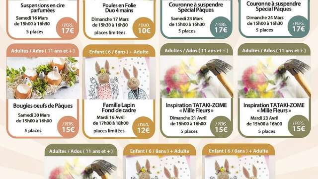 Ateliers créatifs de printemps au Petit Chalet de Tanneron