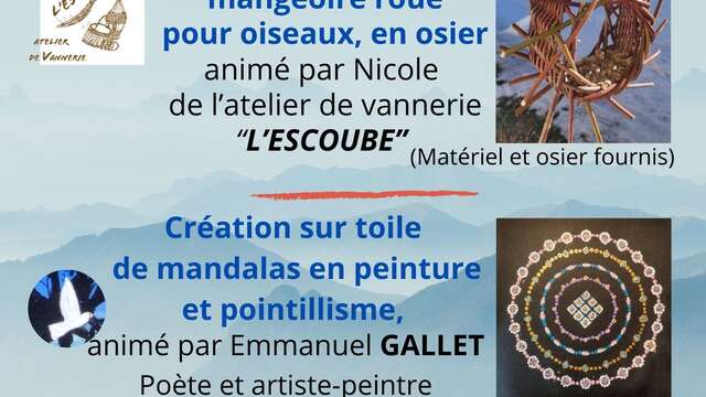 Ateliers : vannerie ou création sur toile de mandalas