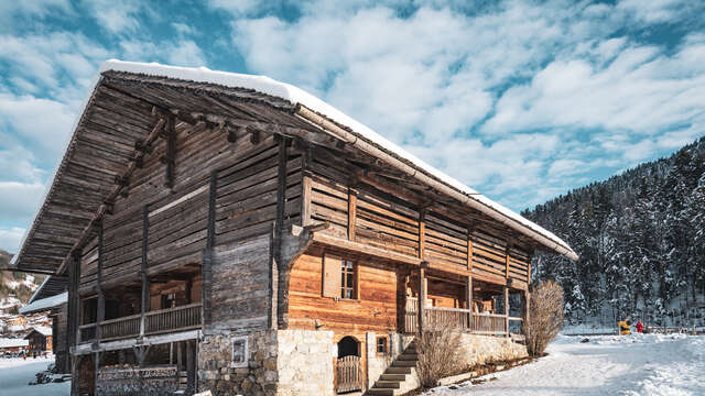 Winter evening: houses of Le Grand-Bornand