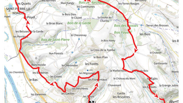 Itinéraire VTT : circuit 9 rouge, base Charlieu