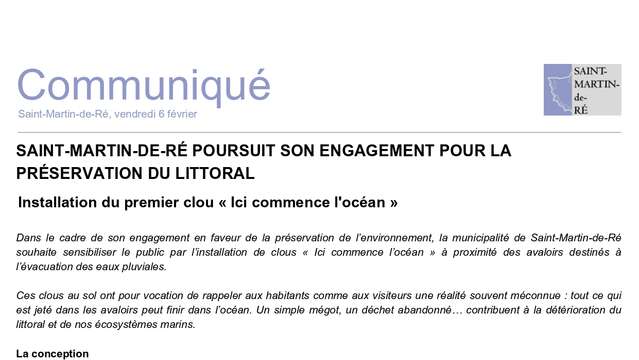 Installation du premier clou "Ici commence l'océan"