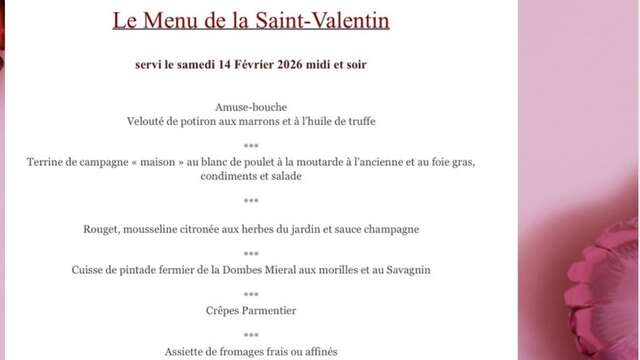 Menu de la Saint-Valentin - Restaurant Chez La Mère Bouvier