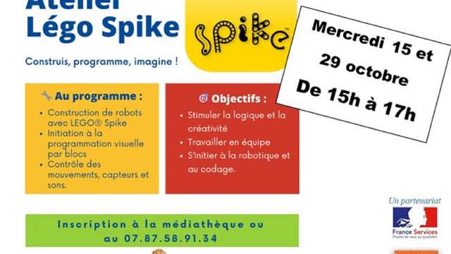 Ateliers Légo Spike des vacances scolaires d'automne