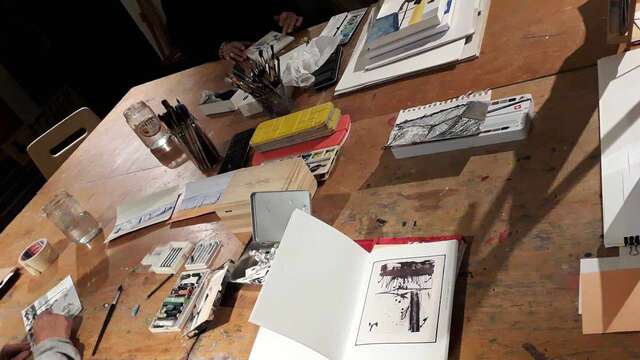 Atelier de peinture, encre et aquarelle