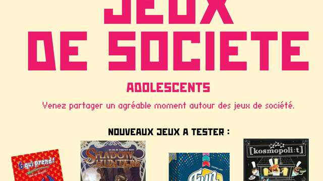 Après-midi "Jeux de société" - Adolescents