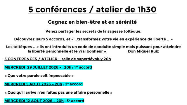 Conférence : "les 5 Accords Toltèques"