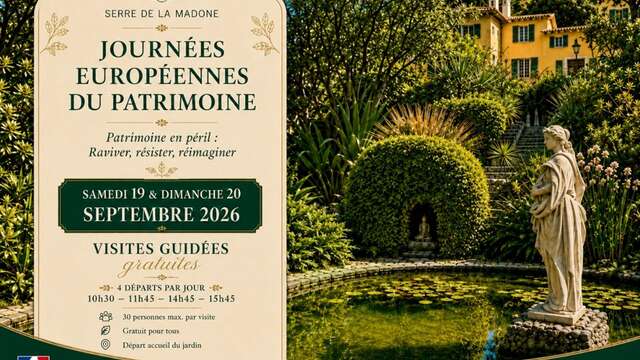 Journées européennes du Patrimoine : Jardin Serre de la Madone
