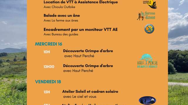 Summer activities at the Chioula resort