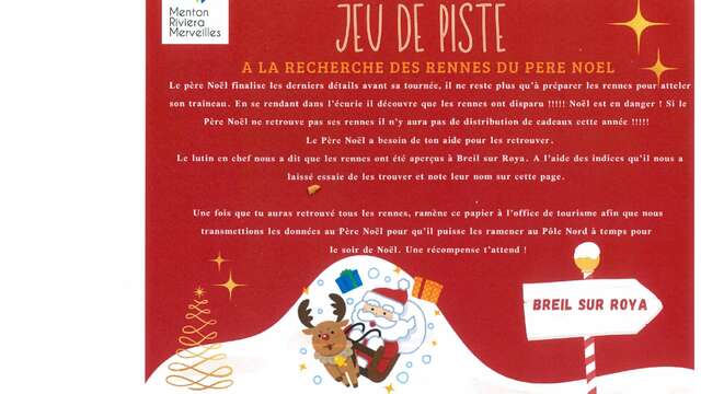 Jeu de piste de Noël "A la recherche des rennes du Père Noël