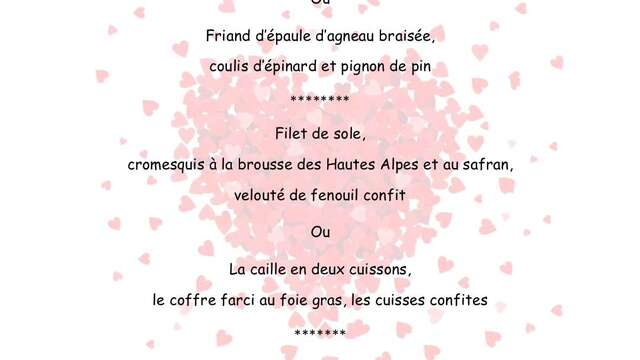 Menu de la Saint Valentin au restaurant Il était une fois...