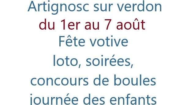 Fête votive Artignosc-sur-Verdon