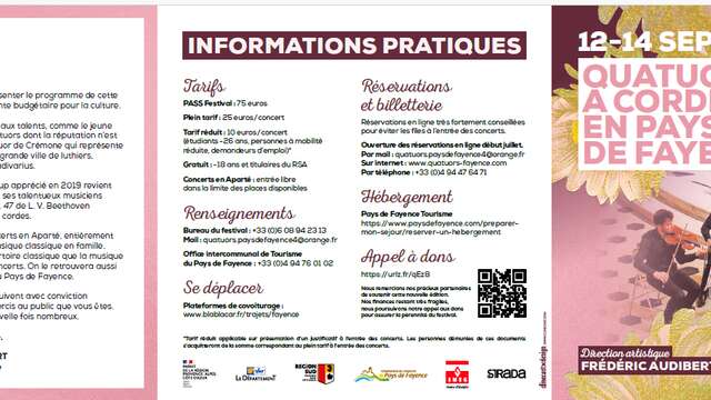 Concert Quatuor Varèse :37ème Festival de Quatuors à cordes du Pays de Fayence