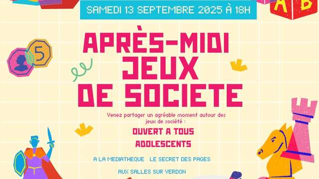 Après-midi "Jeux de société" - Adolescents