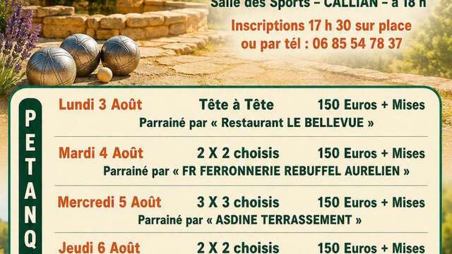 Semaine Bouliste de Callian - Edition 2026