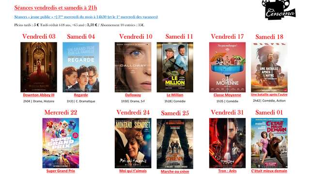 Séances de cinéma à Tende