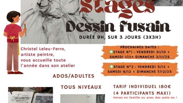 Stages de Dessin et de Fusain avec Christel Leleu, peintre