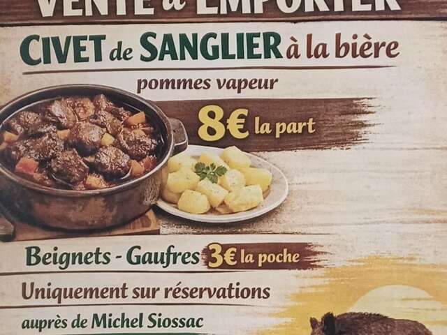 Vente à Emporter : Civet de Sanglier à la Bière