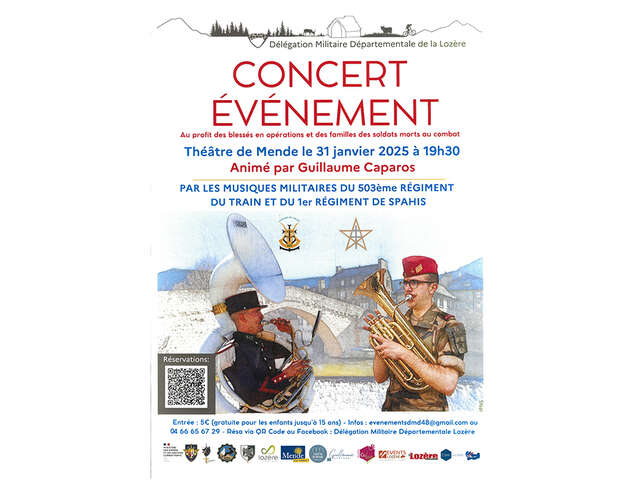 CONCERT PAR LES MUSIQUES MILITAIRES DU 503ÈME RÉGIMENT DU TRAIN ET DU 1ER RÉGIMENT DE SPAHIS