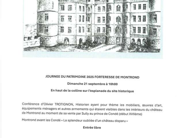 Conférence "Montrond avant les Condé, la splendeur oubliée d'un château disparu"