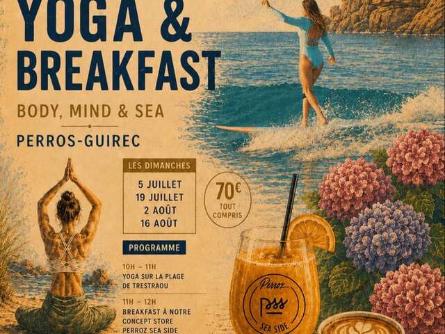 Yoga & Breakfast & Surf avec Perroz Sea Side (PSS) !