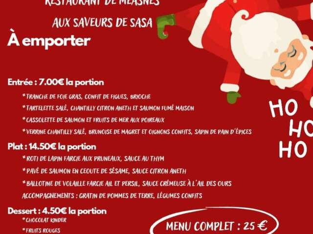 Menus des fêtes de fins d'année Aux saveurs de Sasa