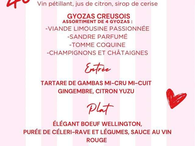 Menu Spécial Saint Valentin