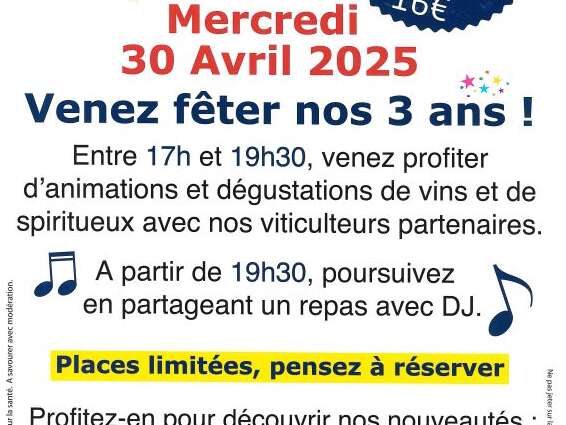 3ème anniversaire de la Cave Atelier d'Arôme