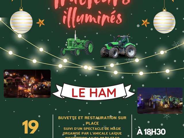 Défilé de tracteurs illuminés de Noël