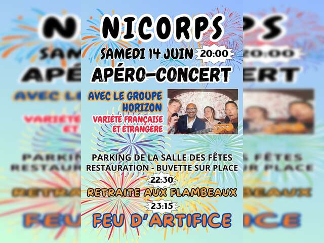 Apéro-concert, retraite aux flambeaux et feu d'artifice