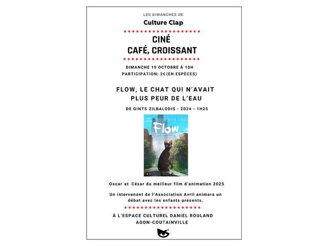 Café, croissant et cinéma "Flow, le chat qui n'avait plus peur de l'eau"