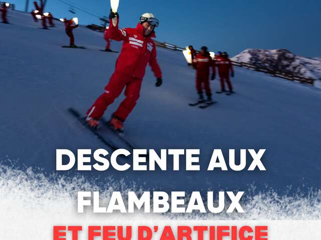 Descente aux Flambeaux Pla d'Adet et feu d'artifice