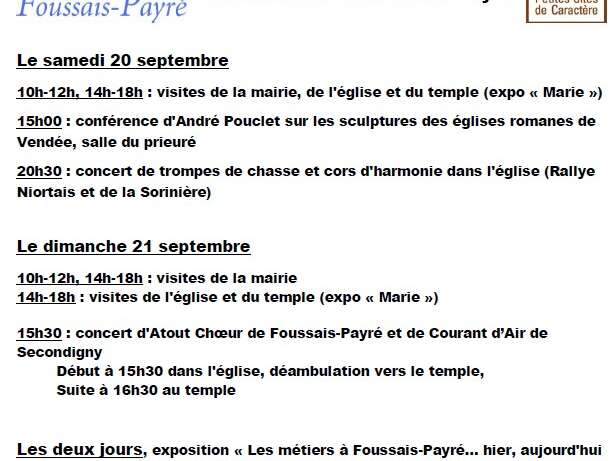 Les Journées du Patrimoie à Foussais-Payré