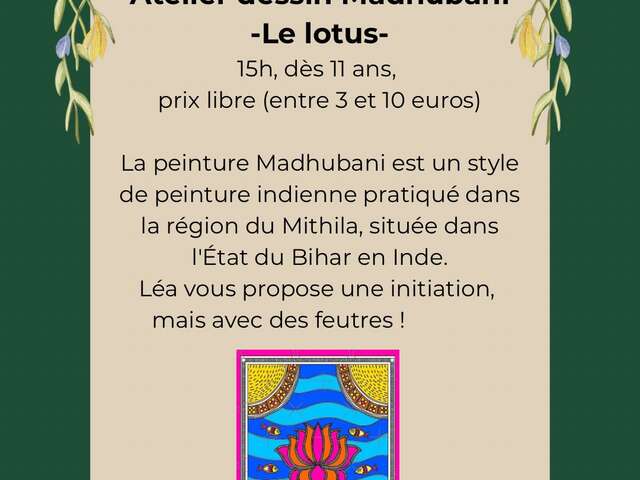 Atelier dessin Madhubani "Le lotus"