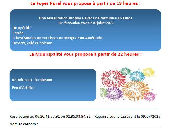 Fête Nationale et feu d'artifice à Cressy