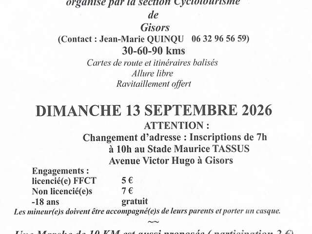 Randonnée cyclotouriste - 51ème circuit des six cantons