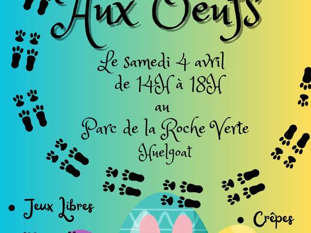 Chasse aux oeufs de l'APE au Parc de la Roche Verte à Huelgoat.