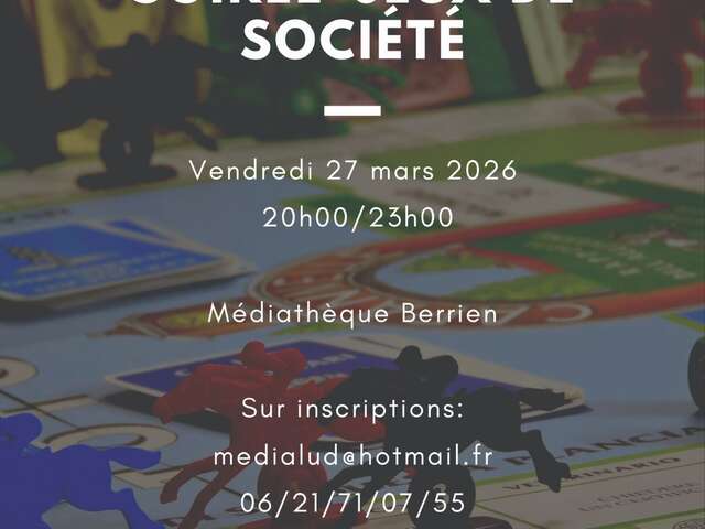 Soirée Jeux de Société à la Médiathèque de Berrien.