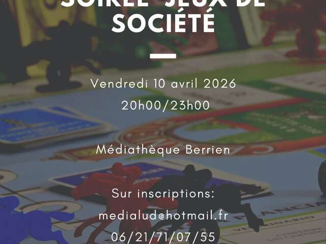 Soirée Jeux de sociète à la Médiathèque de Berrien.
