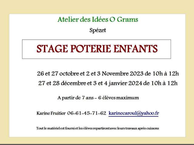 Stages de poteries enfants
