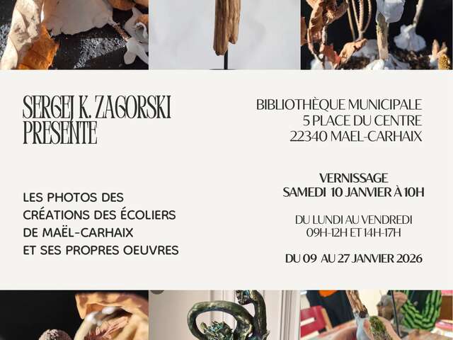 Exposition de sculpture Zagorski et écoliers de Maël-Carhaix