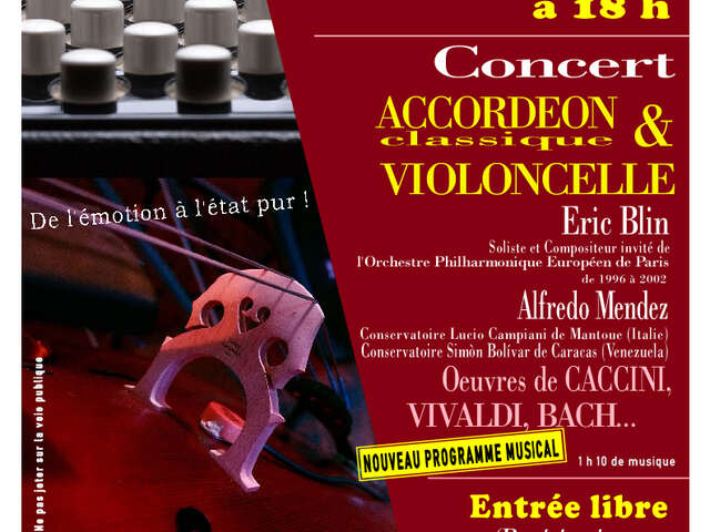 Concert Accordéon classqique et violoncelle à la Chapelle Sainte-Anne