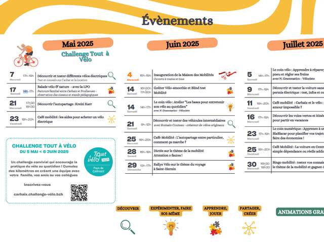 Programmation Maison des mobilités de mai à juillet 2025