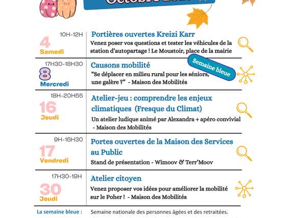 Maison des mobilités : Programme d'octobre 2025