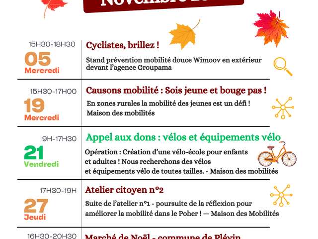 Maison des mobilités : Programme de novembre 2025