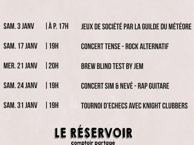 PROGRAMMATION JANVIER - LE RÉSERVOIR