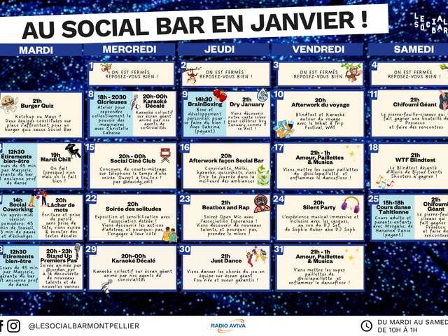 PROGRAMME JANVIER SOCIAL BAR