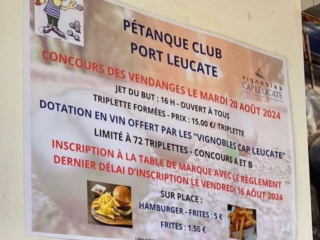 Pétanque Club Port Leucate - Concours des vendanges