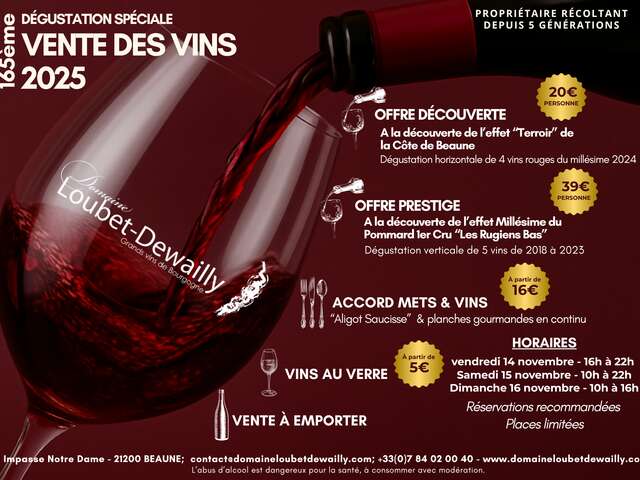 Domaine Loubet-Dewailly - Vente des Vins 2025 : dégustation "Prestige" verticale de l'appellation Pommard 1er Cru "Les Rugiens Bas" de 2018 à 2023