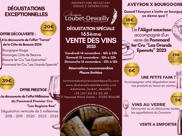 Domaine Loubet-Dewailly - Vente des Vins 2025 :  Dégustation Horizontale  "Découverte" : Pinot noir de la Côte de Beaune 2024